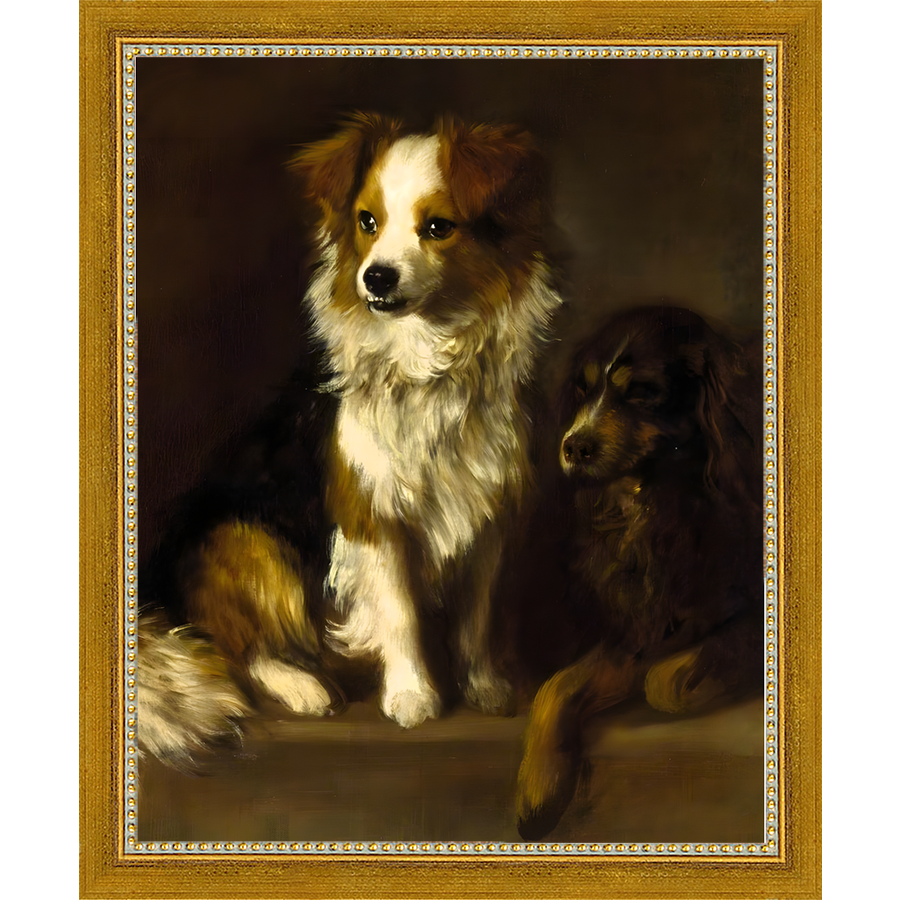 SA081-LOYAL FRIENDS Hand framed in a transitional gold frame. Finished Size: W 9.25 in x H 11.25 in