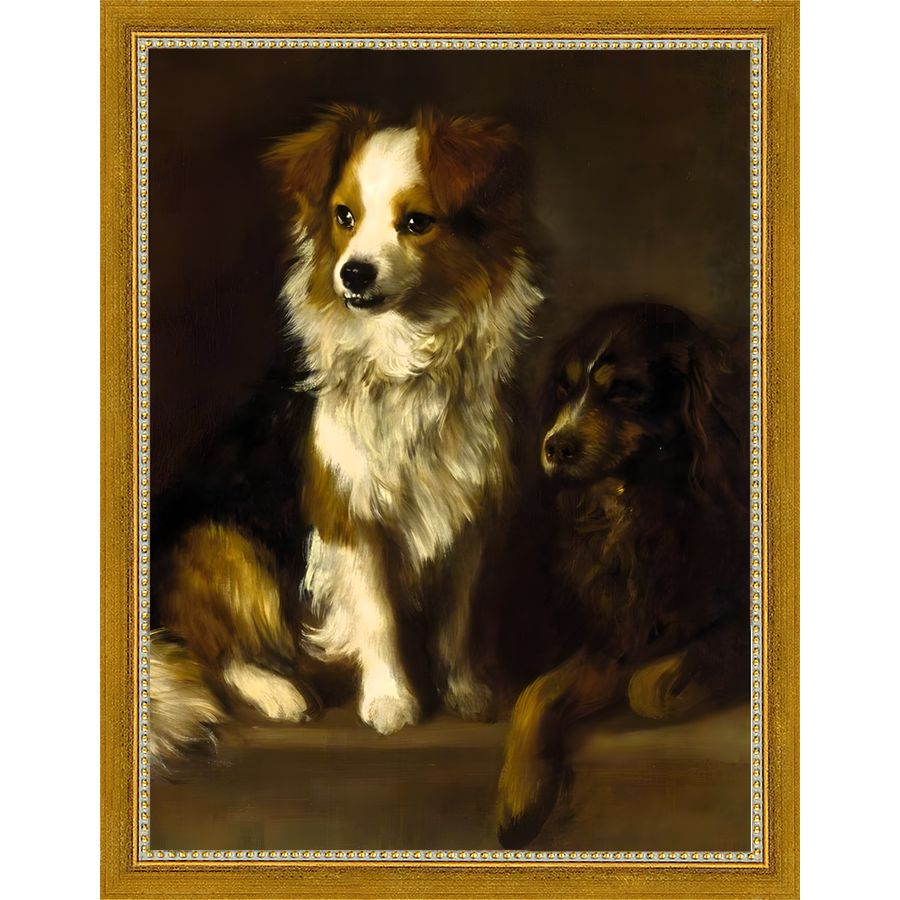 SA081-LOYAL FRIENDS Hand framed in a transitional gold frame. Finished Size: W 10.25 in x H 13.25 in
