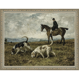 SA088-ON THE HUNT Hand framed in an ornate dark silver frame. Finished Size: W 13.25 in x H 10.25 in