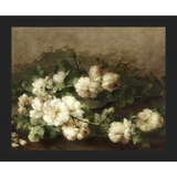 SA091-WHITE FLORAL STUDY Hand framed in a matte black frame. Finished Size: W 11.25 in x H 9.25 in