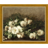 SA091-WHITE FLORAL STUDY Hand framed in a transitional gold frame. Finished Size: W 11.25 in x H 9.25 in