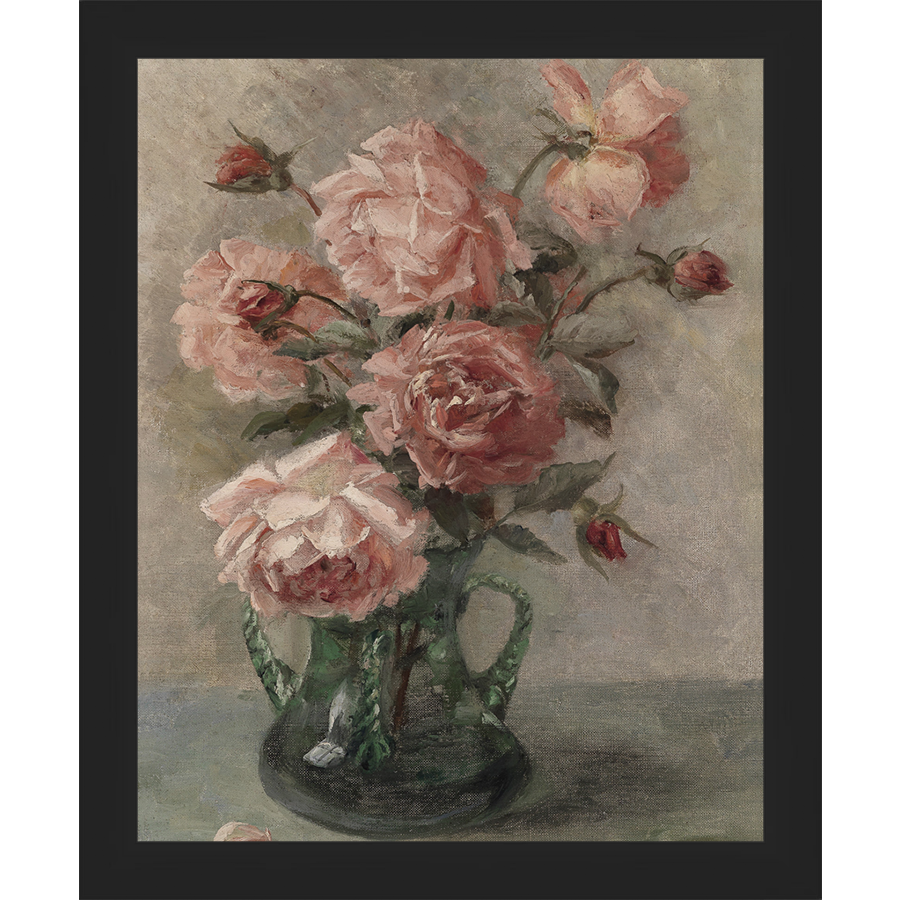 SA096-PINK FLORAL STUDY Hand framed in a matte black frame. Finished Size: W 9.25 in x H 11.25 in