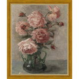 SA096-PINK FLORAL STUDY Hand framed in a transitional gold frame. Finished Size: W 9.25 in x H 11.25 in
