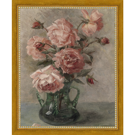 SA096-PINK FLORAL STUDY Hand framed in a transitional gold frame. Finished Size: W 9.25 in x H 11.25 in