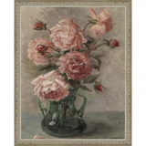 SA096-PINK FLORAL STUDY Hand framed in an ornate dark silver frame. Finished Size: W 12.25 in x H 15.25 in
