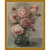 SA096-PINK FLORAL STUDY Hand framed in a transitional gold frame. Finished Size: W 12.25 in x H 15.25 in