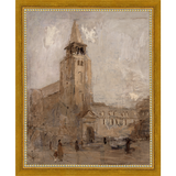 SA106-CHURCH TOWER Hand framed in a transitional gold frame. Finished Size: W 9.25 in x H 11.25 in