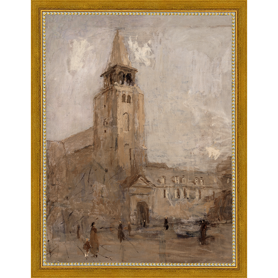SA106-CHURCH TOWER Hand framed in a transitional gold frame. Finished Size: W 10.25 in x H 13.25 in