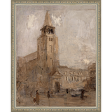SA106-CHURCH TOWER Hand framed in an ornate dark silver frame. Finished Size: W 12.25 in x H 15.25 in