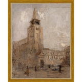 SA106-CHURCH TOWER Hand framed in a transitional gold frame. Finished Size: W 12.25 in x H 15.25 in