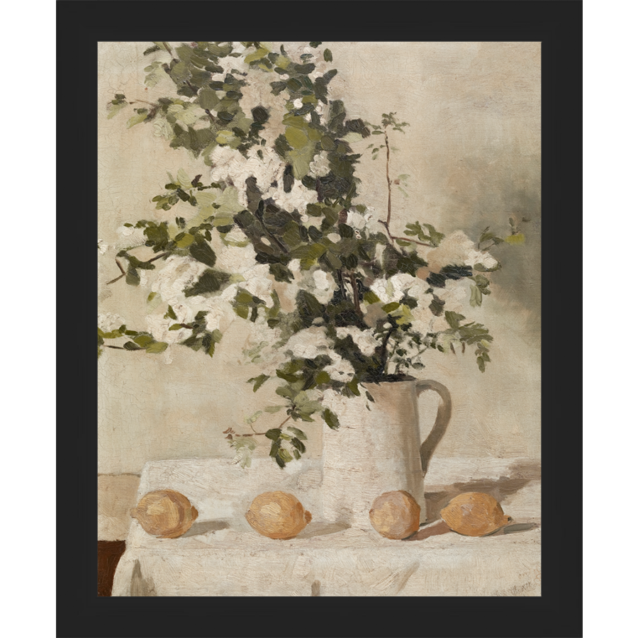SA130-LEMON BRANCHES Hand framed in a matte black frame. Finished Size: W 9.25 in x H 11.25 in