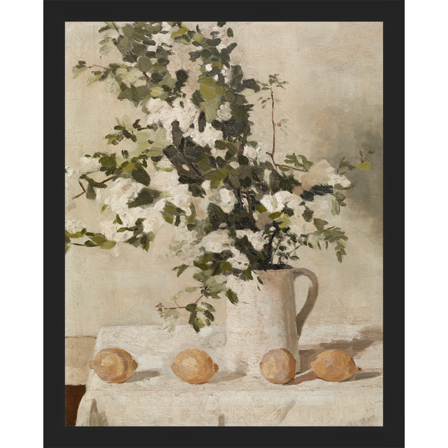 SA130-LEMON BRANCHES Hand framed in a matte black frame. Finished Size: W 12.25 in x H 15.25 in