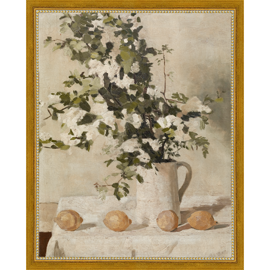 SA130-LEMON BRANCHES Hand framed in a transitional gold frame. Finished Size: W 12.25 in x H 15.25 in