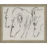 SA134-HORSES Hand framed in an ornate dark silver frame. Finished Size: W 11.25 in x H 9.25 in