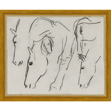 SA134-HORSES Hand framed in a transitional gold frame. Finished Size: W 11.25 in x H 9.25 in