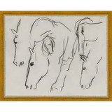 SA134-HORSES Hand framed in a transitional gold frame. Finished Size: W 15.25 in x H 12.25 in