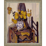 SA136-STILL LIFE Hand framed in an ornate dark silver frame. Finished Size: W 9.25 in x H 11.25 in