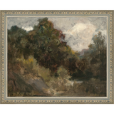 SA141-VINTAGE LANDSCAPE Hand framed in an ornate dark silver frame. Finished Size: W 11.25 in x H 9.25 in