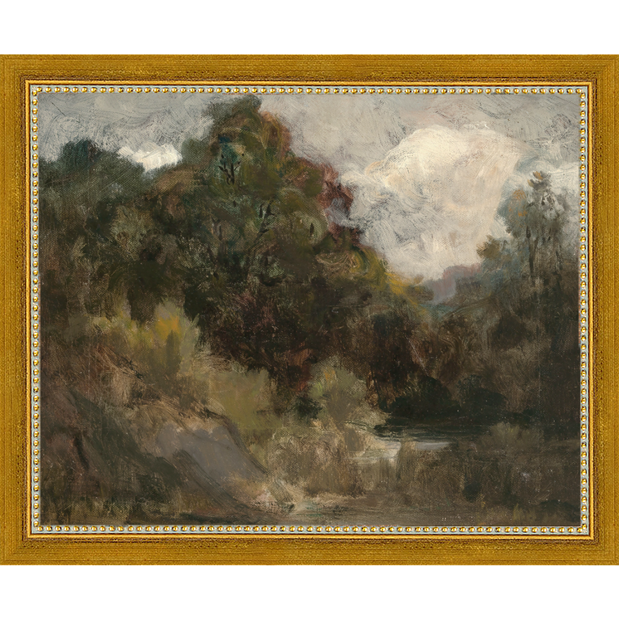 SA141-VINTAGE LANDSCAPE Hand framed in a transitional gold frame. Finished Size: W 11.25 in x H 9.25 in