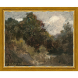 SA141-VINTAGE LANDSCAPE Hand framed in a transitional gold frame. Finished Size: W 11.25 in x H 9.25 in