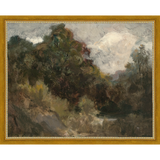 SA141-VINTAGE LANDSCAPE Hand framed in a transitional gold frame. Finished Size: W 15.25 in x H 12.25 in