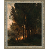 SA180-WOODS AT DUSK I DIPTYCH Hand framed in an ornate dark silver frame. Finished Size: W 9.25 in x H 11.25 in