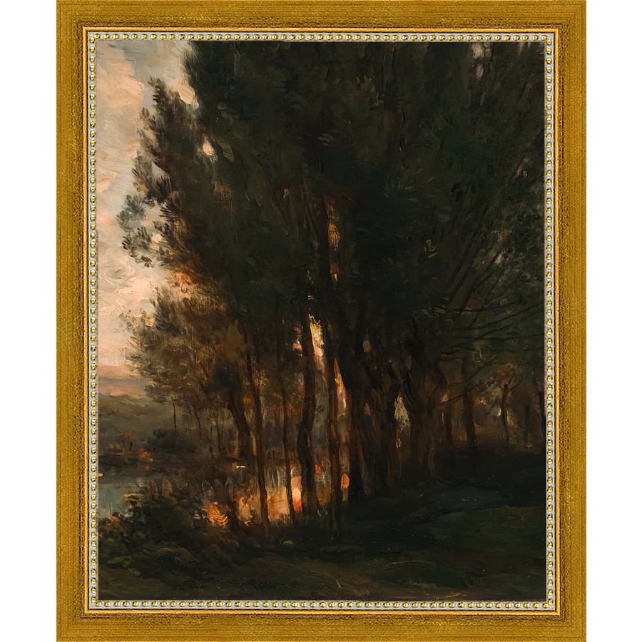 SA180-WOODS AT DUSK I DIPTYCH Hand framed in a transitional gold frame. Finished Size: W 9.25 in x H 11.25 in