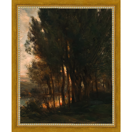 SA180-WOODS AT DUSK I DIPTYCH Hand framed in a transitional gold frame. Finished Size: W 9.25 in x H 11.25 in