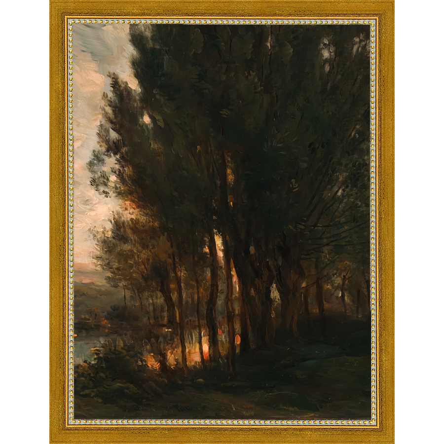 SA180-WOODS AT DUSK I DIPTYCH Hand framed in a transitional gold frame. Finished Size: W 10.25 in x H 13.25 in