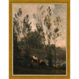 SA181-WOODS AT DUSK II DIPTYCH Hand framed in a transitional gold frame. Finished Size: W 10.25 in x H 13.25 in