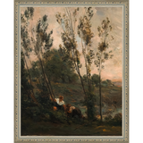 SA181-WOODS AT DUSK II DIPTYCH Hand framed in an ornate dark silver frame. Finished Size: W 12.25 in x H 15.25 in