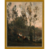 SA181-WOODS AT DUSK II DIPTYCH Hand framed in a transitional gold frame. Finished Size: W 12.25 in x H 15.25 in