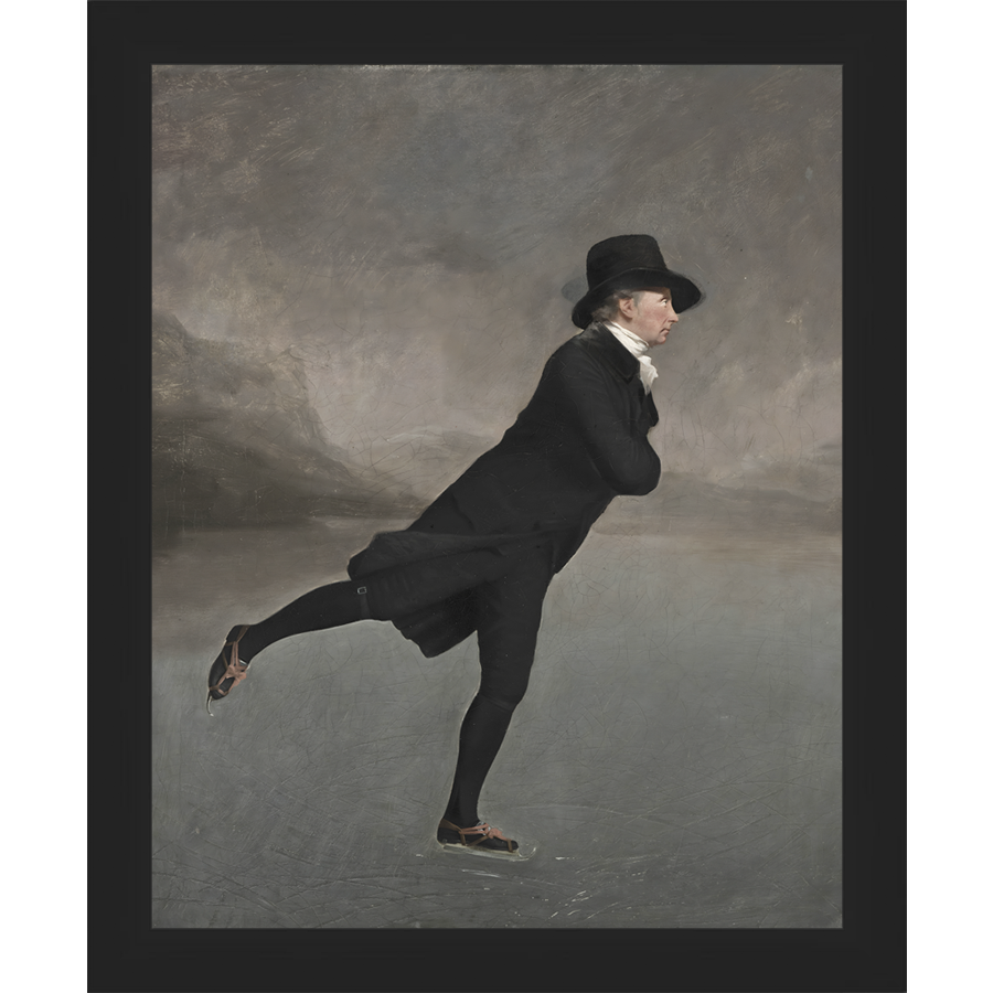 SA189-DUTCH SKATER Hand framed in a matte black frame. Finished Size: W 9.25 in x H 11.25 in