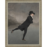 SA189-DUTCH SKATER Hand framed in an ornate dark silver frame. Finished Size: W 10.25 in x H 13.25 in