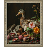 SA227-BAROQUE MALLARD Hand framed in an ornate dark silver frame. Finished Size: W 9.25 in x H 11.25 in