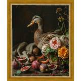 SA227-BAROQUE MALLARD Hand framed in a transitional gold frame. Finished Size: W 9.25 in x H 11.25 in
