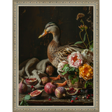 SA227-BAROQUE MALLARD Hand framed in an ornate dark silver frame. Finished Size: W 10.25 in x H 13.25 in