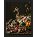 SA227-BAROQUE MALLARD Hand framed in a matte black frame. Finished Size: W 10.25 in x H 13.25 in