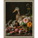 SA227-BAROQUE MALLARD Hand framed in an ornate dark silver frame. Finished Size: W 12.25 in x H 15.25 in