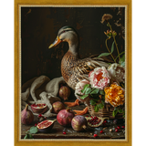 SA227-BAROQUE MALLARD Hand framed in a transitional gold frame. Finished Size: W 12.25 in x H 15.25 in