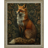 SA230-MOODY FOX Hand framed in an ornate dark silver frame. Finished Size: W 9.25 in x H 11.25 in