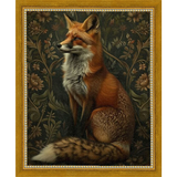 SA230-MOODY FOX Hand framed in a transitional gold frame. Finished Size: W 9.25 in x H 11.25 in