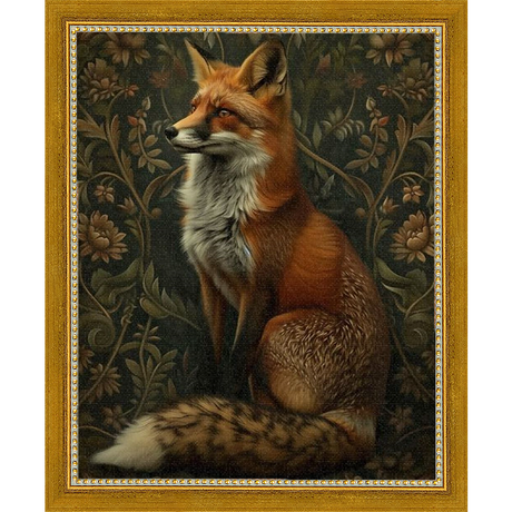 SA230-MOODY FOX Hand framed in a transitional gold frame. Finished Size: W 9.25 in x H 11.25 in