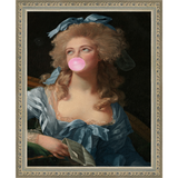 SA231-FANCIFUL ROCOCO WOMAN Hand framed in an ornate dark silver frame. Finished Size: W 9.25 in x H 11.25 in