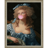 SA231-FANCIFUL ROCOCO WOMAN Hand framed in an ornate dark silver frame. Finished Size: W 12.25 in x H 15.25 in