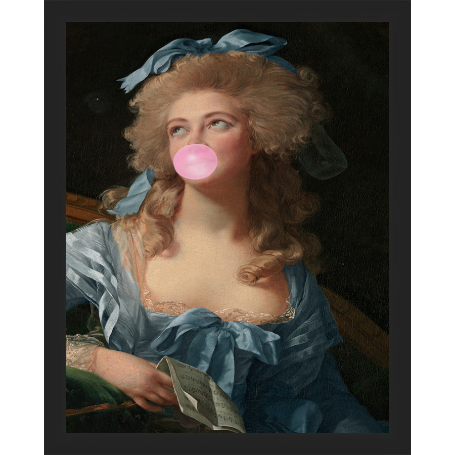 SA231-FANCIFUL ROCOCO WOMAN Hand framed in a matte black frame. Finished Size: W 12.25 in x H 15.25 in