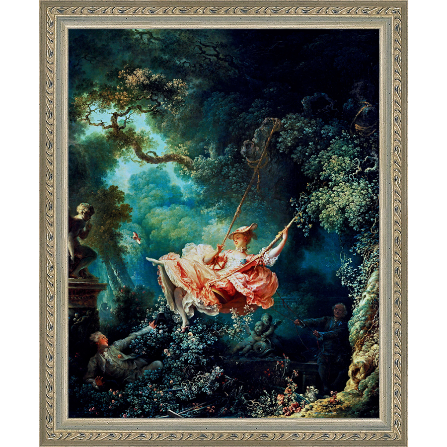 SA239-HAPPY SWING Hand framed in an ornate dark silver frame. Finished Size: W 9.25 in x H 11.25 in