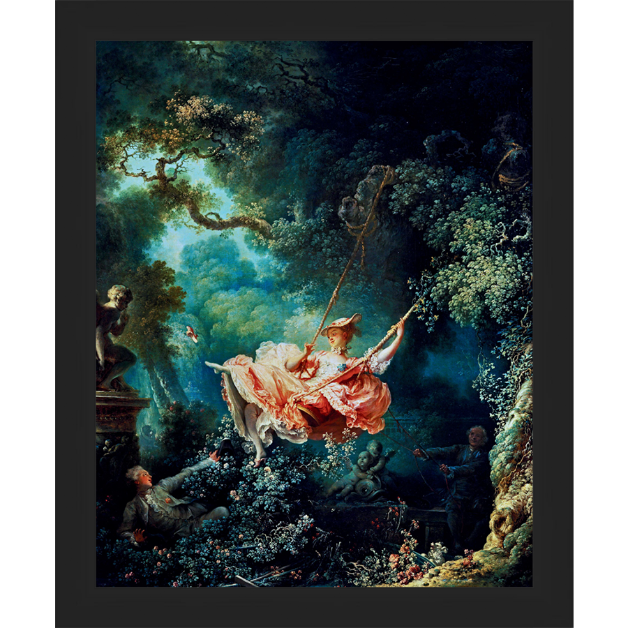 SA239-HAPPY SWING Hand framed in a matte black frame. Finished Size: W 9.25 in x H 11.25 in