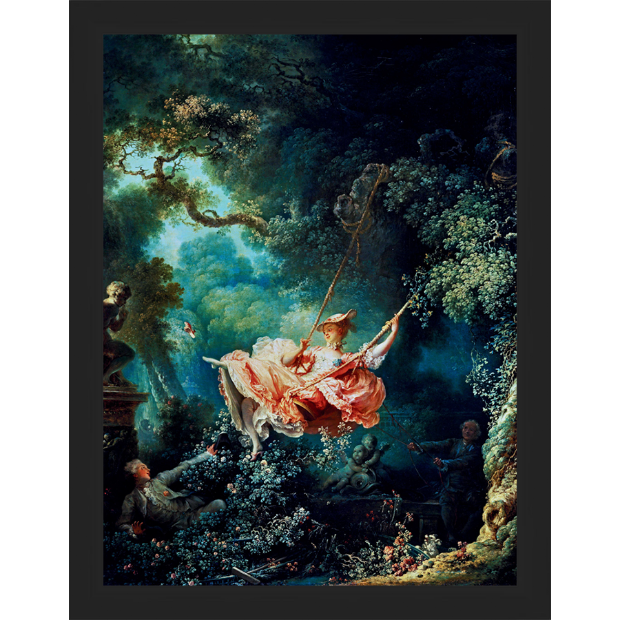 SA239-HAPPY SWING Hand framed in a matte black frame. Finished Size: W 10.25 in x H 13.25 in