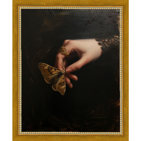 SA251-GOTHIC BUTTERFLY Hand framed in a transitional gold frame. Finished Size: W 9.25 in x H 11.25 in